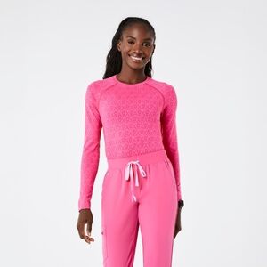 FIGS Salta Seamless Long sleeve Scrub Top F'ing Pink